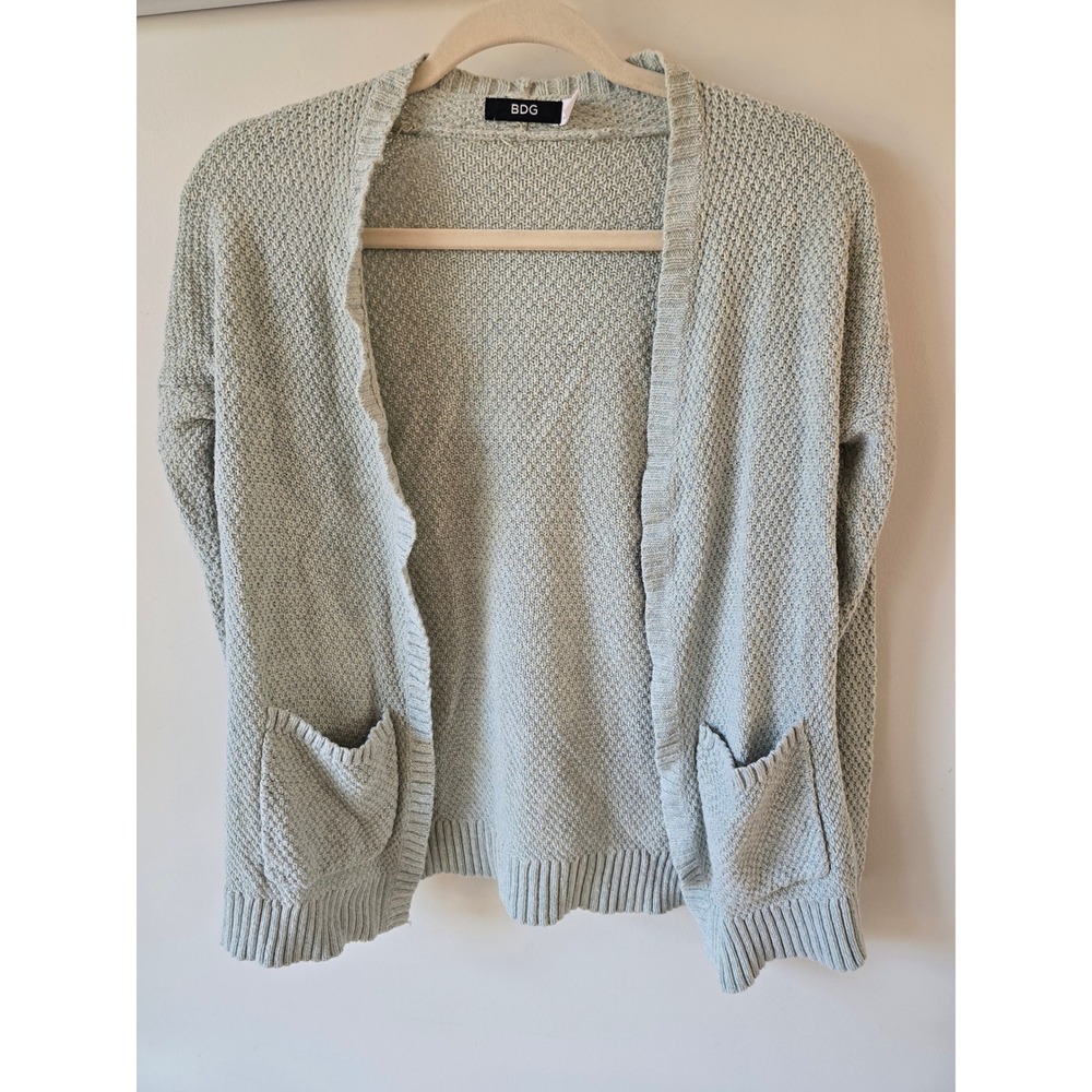 BDG Urban Outfitters Sage Green Textured Open Front Cardigan Sweater Small
